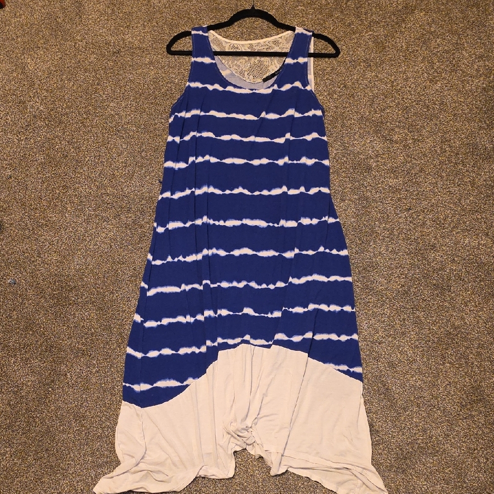 Kensie Blue and White Tie-Dye Dress